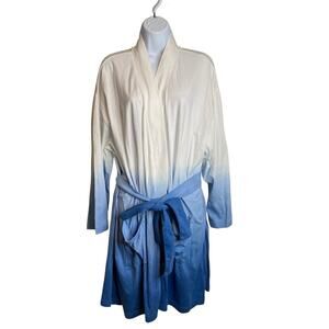 Seed To Style Women's Blue Ombré Dip Dye Kimono Robe Size M/L Organic Cotton